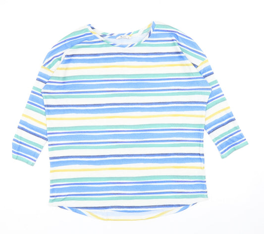 TU Womens Multicoloured Round Neck Striped Polyester Pullover Jumper Size 14