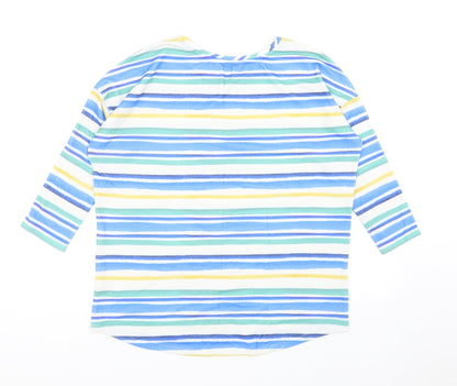 TU Womens Multicoloured Round Neck Striped Polyester Pullover Jumper Size 14
