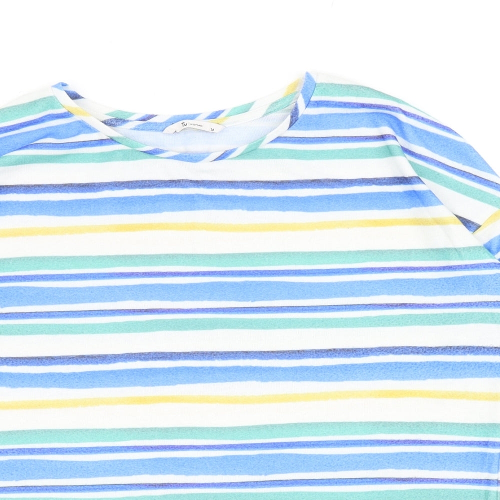 TU Womens Multicoloured Round Neck Striped Polyester Pullover Jumper Size 14