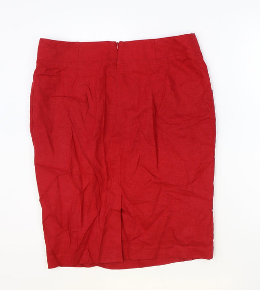 Marks and Spencer Womens Red Polyester Straight & Pencil Skirt Size 32 in Zip