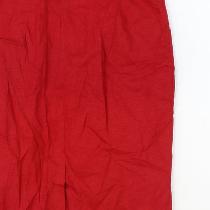 Marks and Spencer Womens Red Polyester Straight & Pencil Skirt Size 32 in Zip