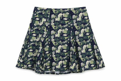 Preworn Womens Green Geometric Polyester Skater Skirt Size 38 in