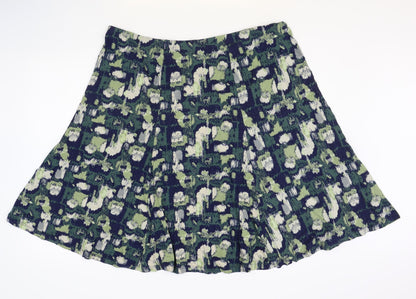 Preworn Womens Green Geometric Polyester Skater Skirt Size 38 in