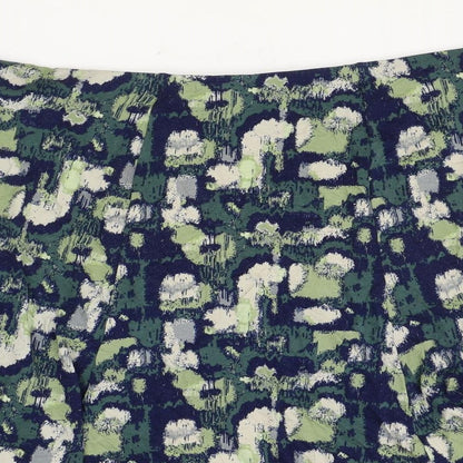 Preworn Womens Green Geometric Polyester Skater Skirt Size 38 in