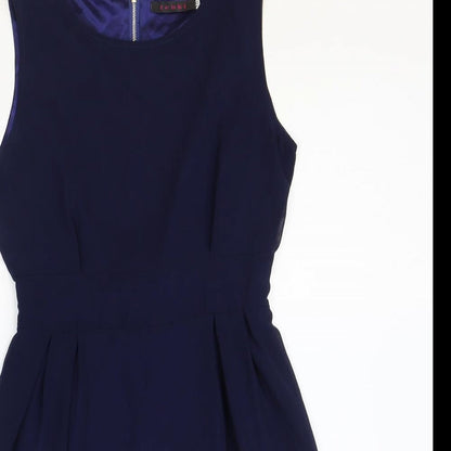 Tenki Womens Blue Polyester A-Line Size 10 Scoop Neck Zip