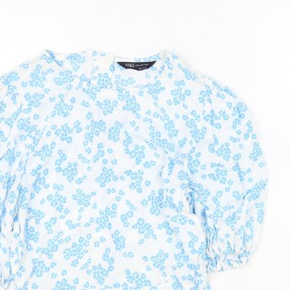 Womens UK Size 8 Marks and Spencer Blue Basic Blouse