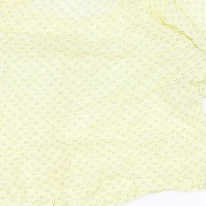 NEXT Womens Yellow Geometric 100% Cotton Basic Blouse Size 8 Scoop Neck