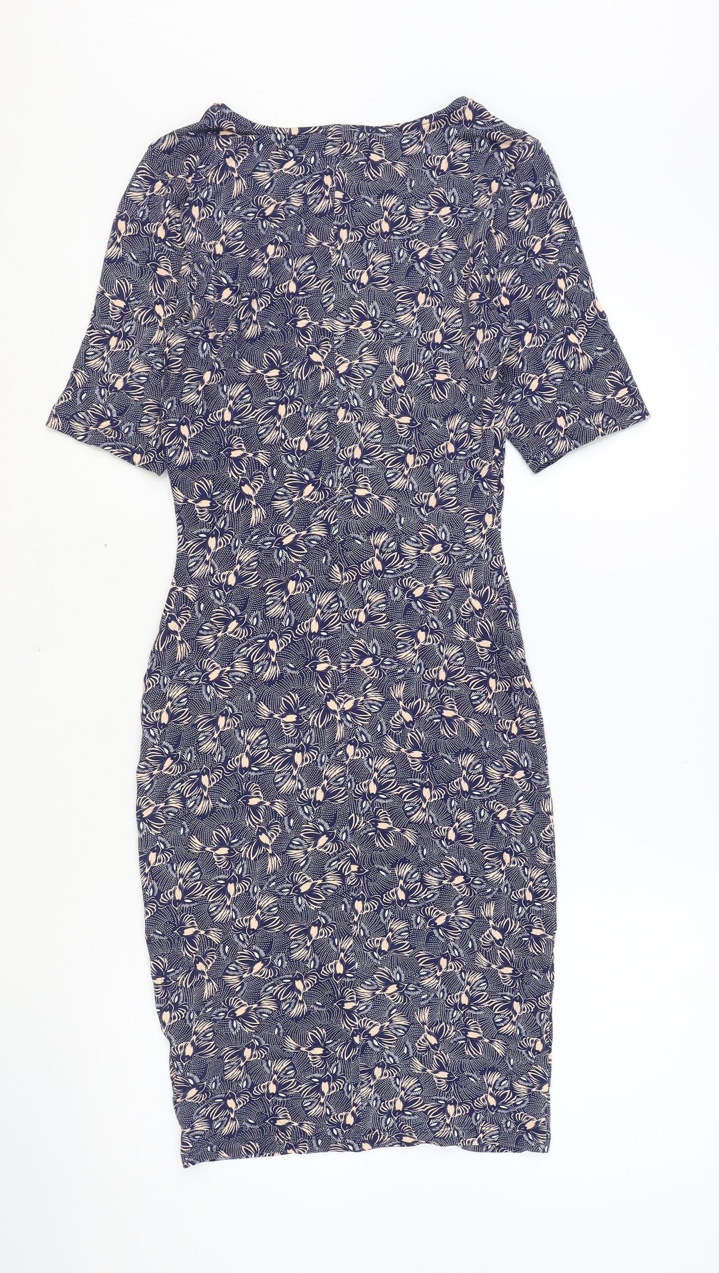 Warehouse Womens Multicoloured Geometric Viscose A-Line Size 6 Round Neck Pullover - Bird Pattern