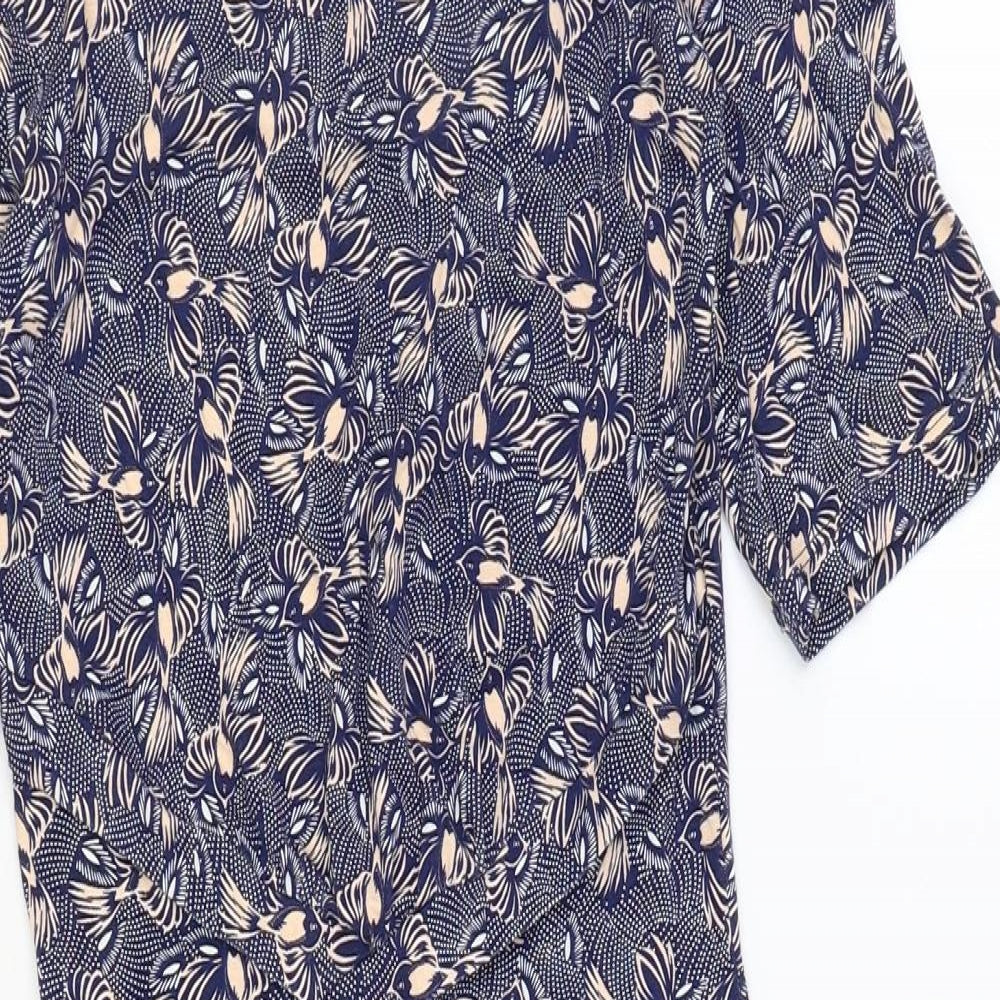 Warehouse Womens Multicoloured Geometric Viscose A-Line Size 6 Round Neck Pullover - Bird Pattern