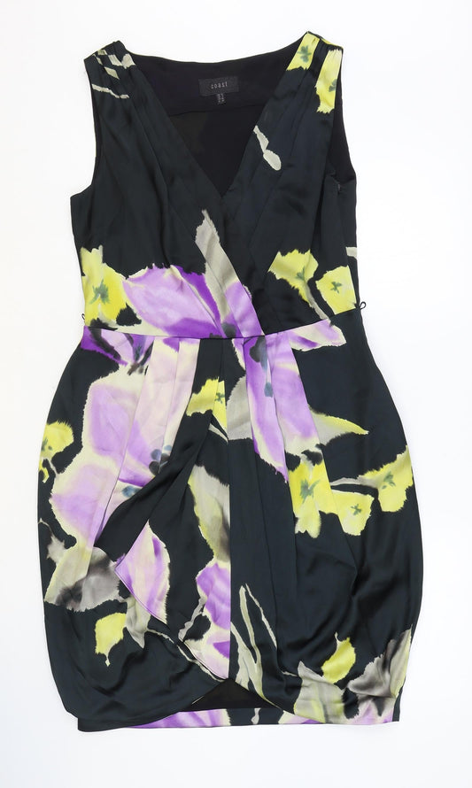 Coast Womens Multicoloured Polyester Sheath Size 12 V-Neck Zip