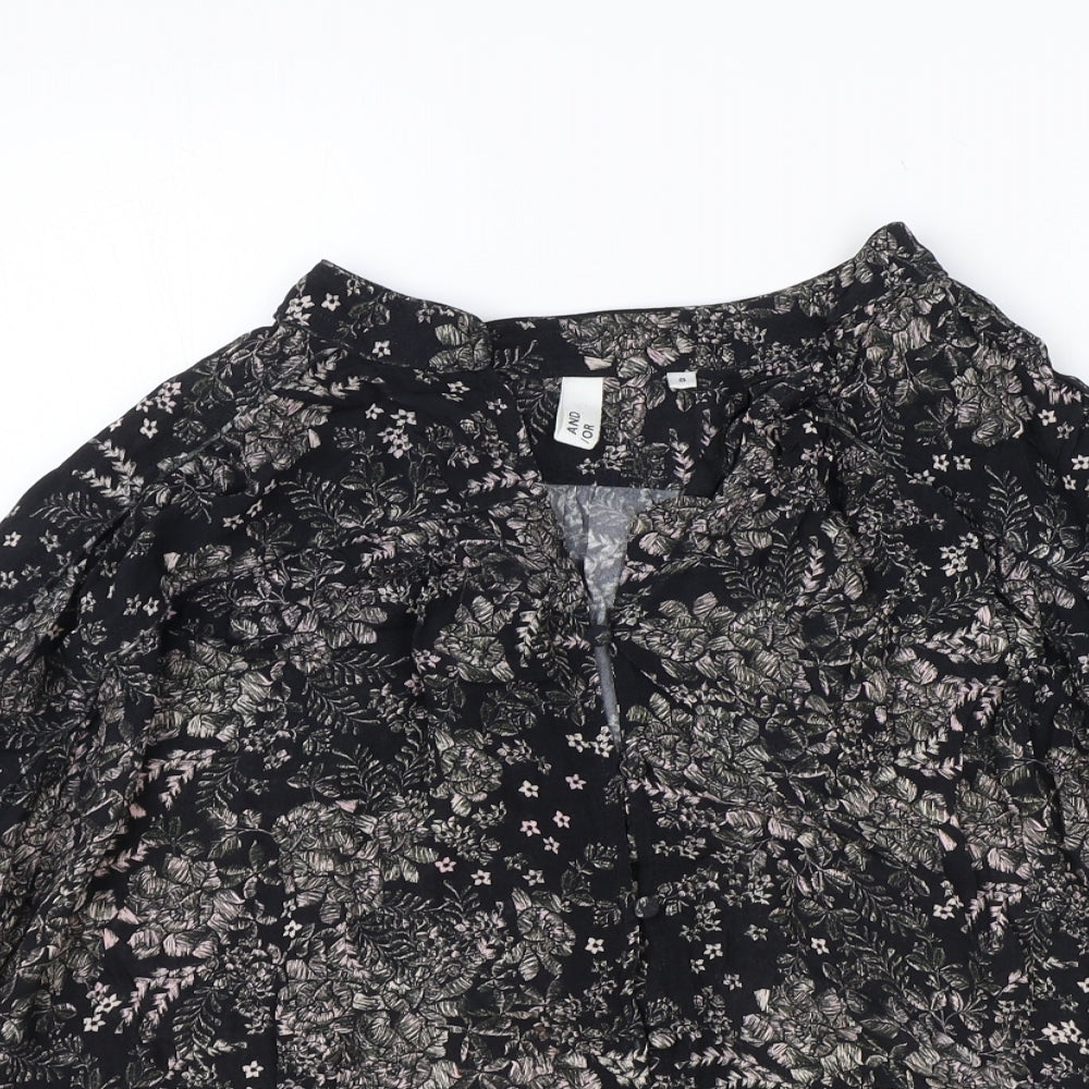 Womens UK Size 8 And/Or Black Basic Blouse