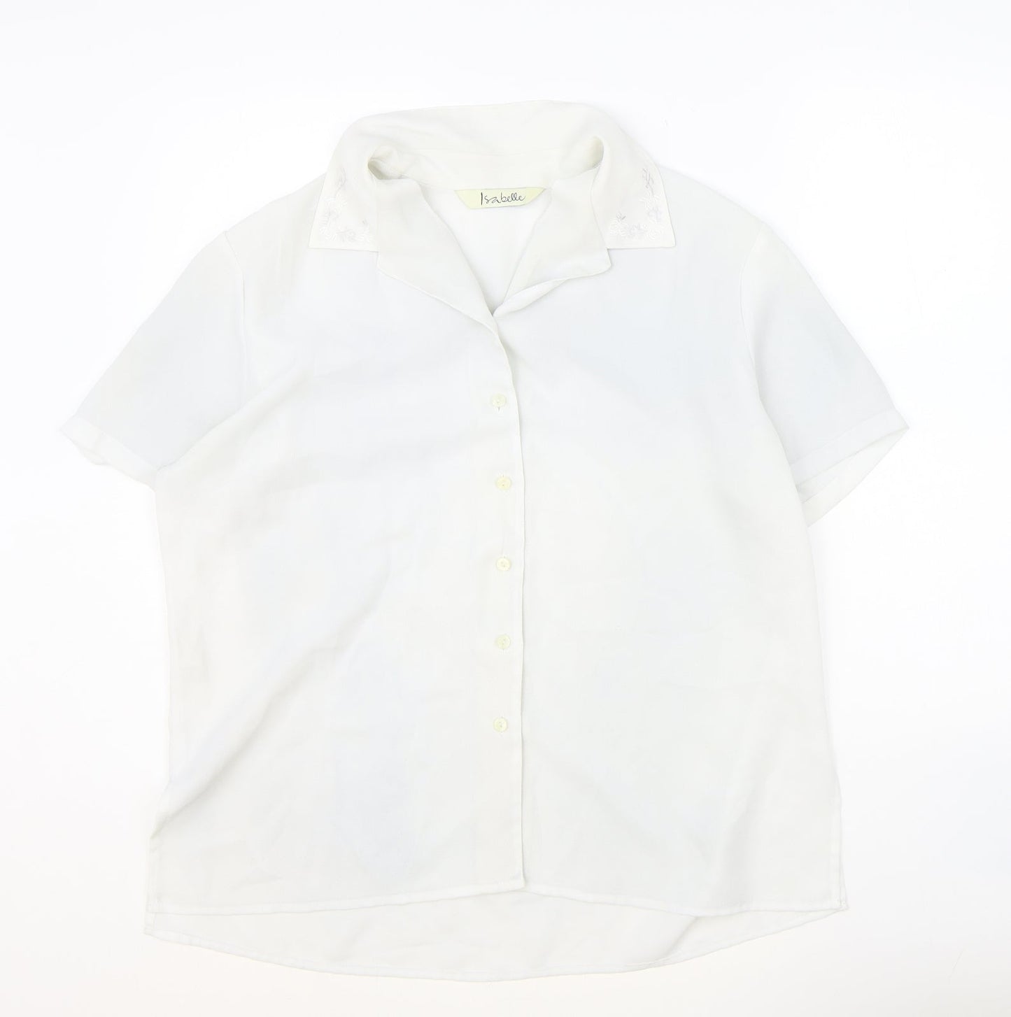 Isabell Womens Ivory Polyester Basic Button-Up Size 18 Collared