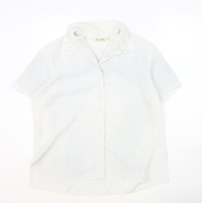 Isabell Womens Ivory Polyester Basic Button-Up Size 18 Collared