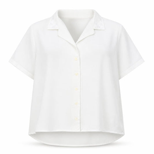 Isabell Womens Ivory Polyester Basic Button-Up Size 18 Collared