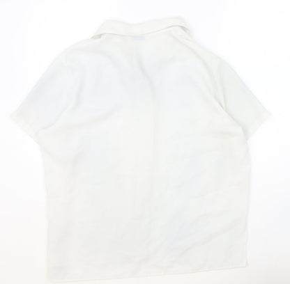 Isabell Womens Ivory Polyester Basic Button-Up Size 18 Collared