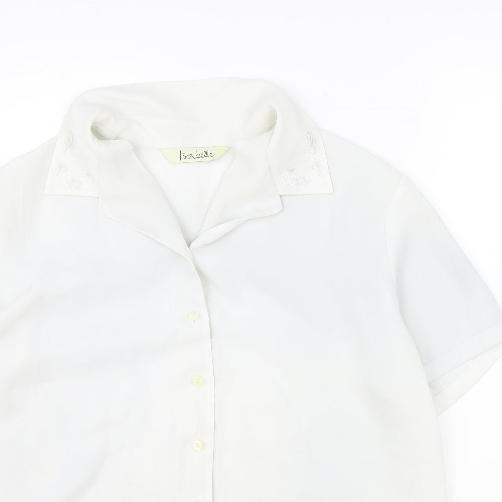 Isabell Womens Ivory Polyester Basic Button-Up Size 18 Collared