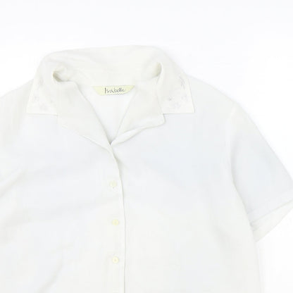 Isabell Womens Ivory Polyester Basic Button-Up Size 18 Collared