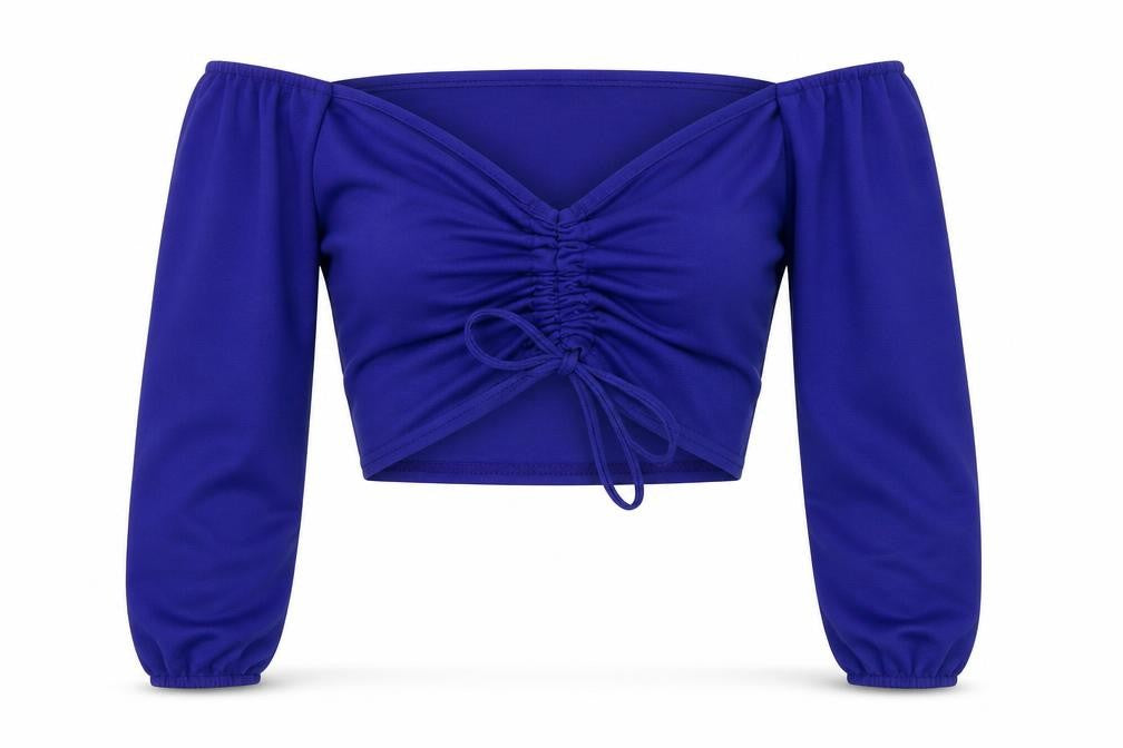 Womens UK Size 8 PRETTYLITTLETHING Blue Cropped Blouse