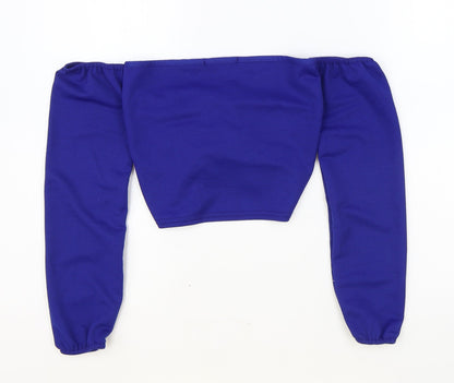 Womens UK Size 8 PRETTYLITTLETHING Blue Cropped Blouse