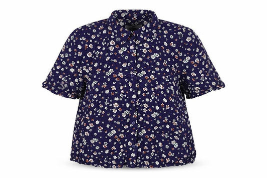 Womens UK Size M Pull&Bear Blue Basic Button-Up