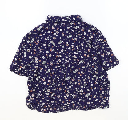 Womens UK Size M Pull&Bear Blue Basic Button-Up