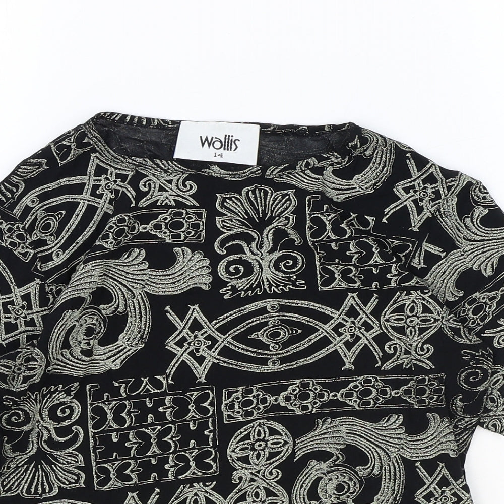 Womens UK Size 14 Wallis Black Basic T-Shirt