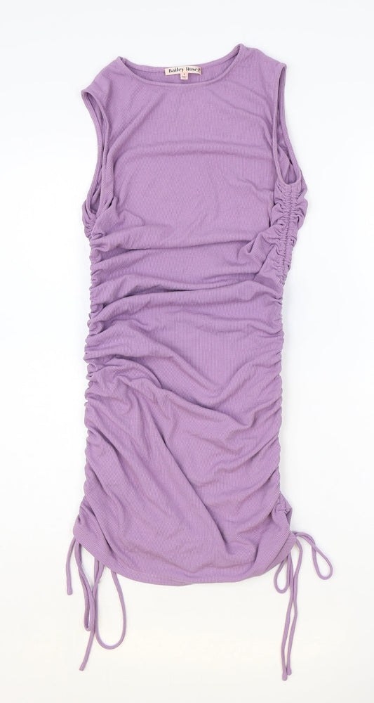Bailey Rose Womens Purple Rayon Bodycon Size S Round Neck Pullover