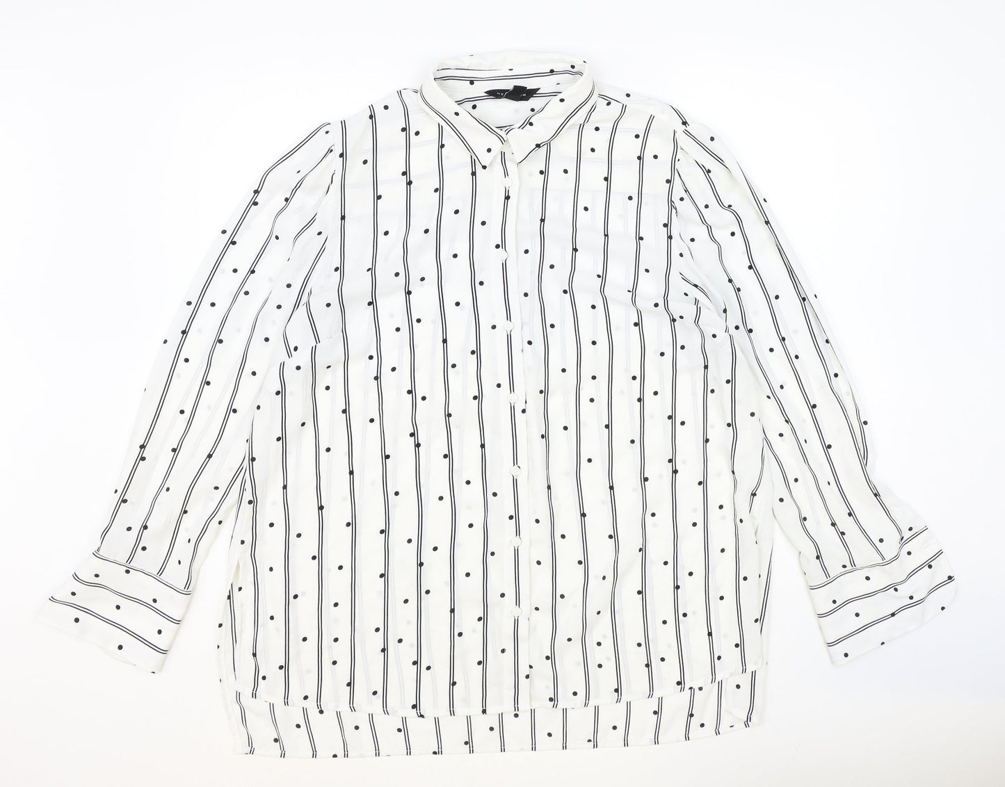 Womens UK Size 16 New Look White Basic Button-Up