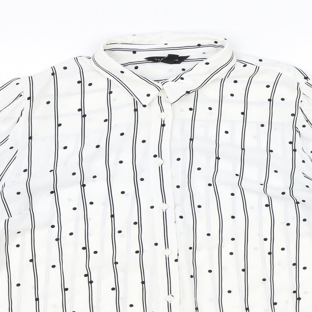 Womens UK Size 16 New Look White Basic Button-Up