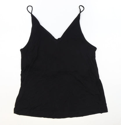 H&M Womens Black Viscose Basic Tank Size S V-Neck