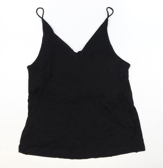 H&M Womens Black Viscose Basic Tank Size S V-Neck