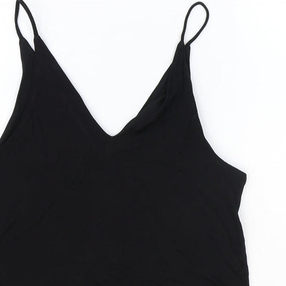 H&M Womens Black Viscose Basic Tank Size S V-Neck