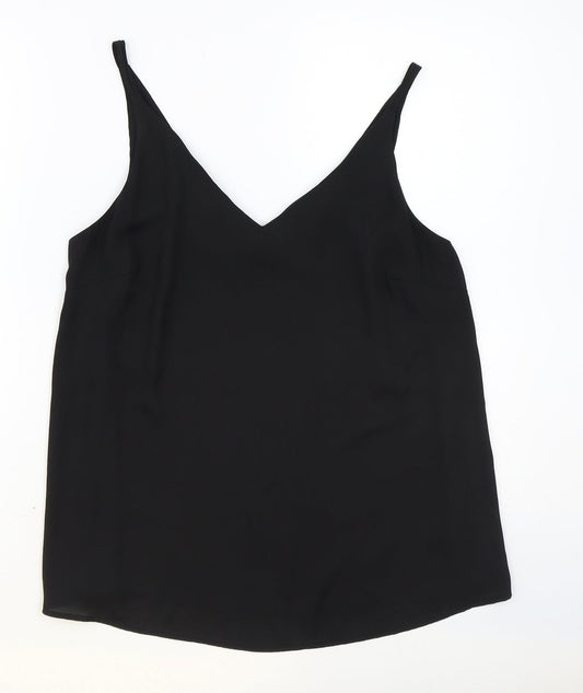 Papaya Womens Black Polyester Basic Tank Size 12 V-Neck