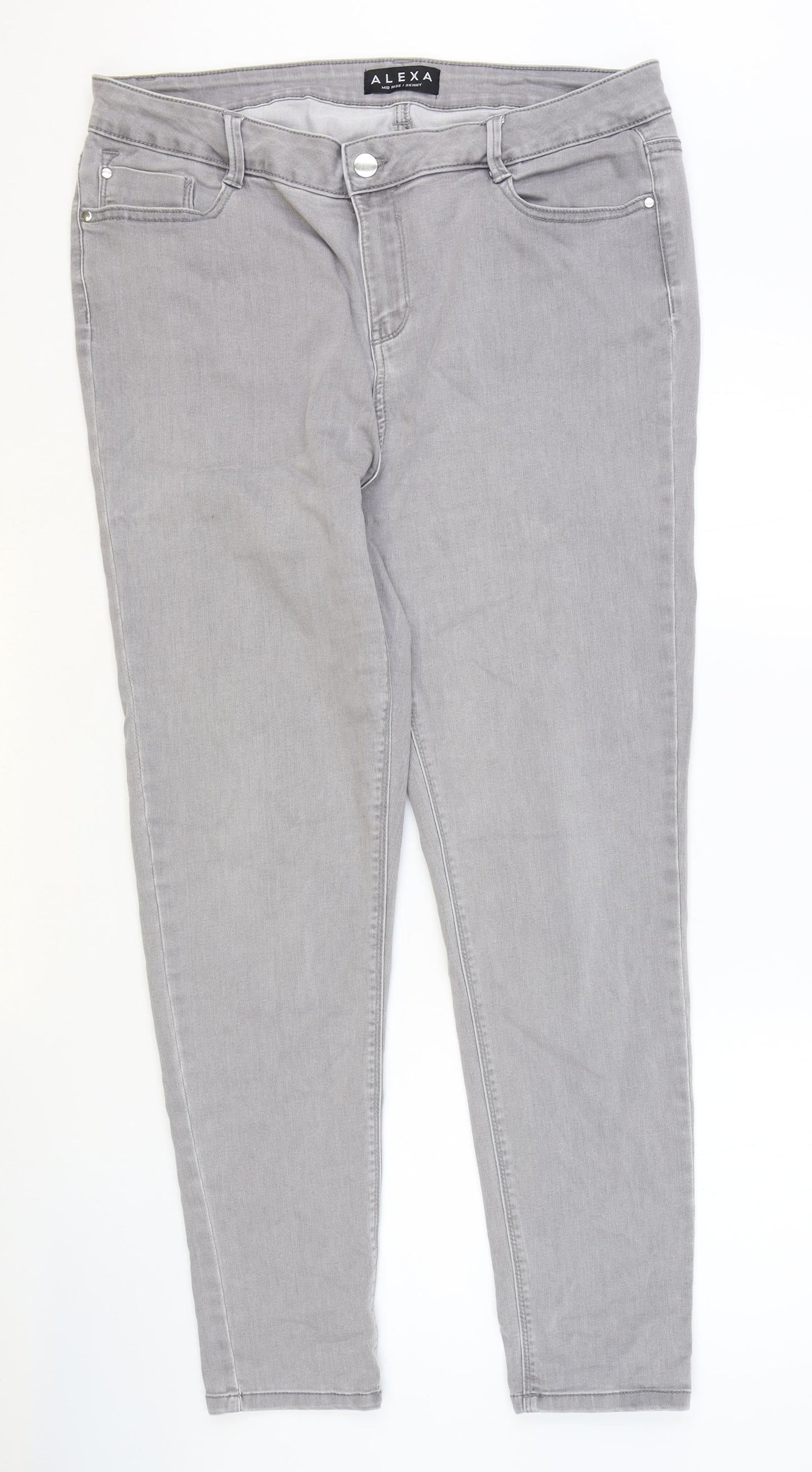 Alexa Womens Grey Cotton Skinny Jeans Size 36 in Regular Zip