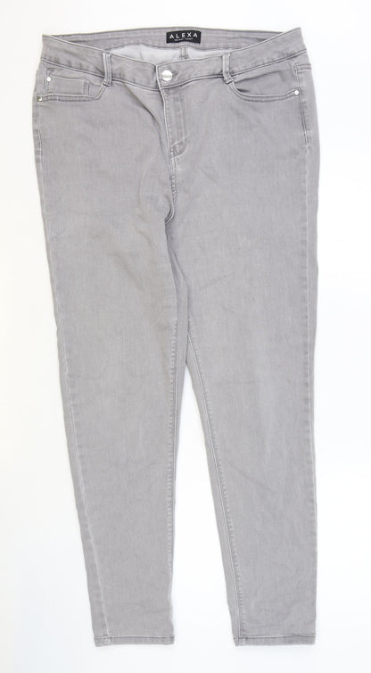Alexa Womens Grey Cotton Skinny Jeans Size 36 in Regular Zip