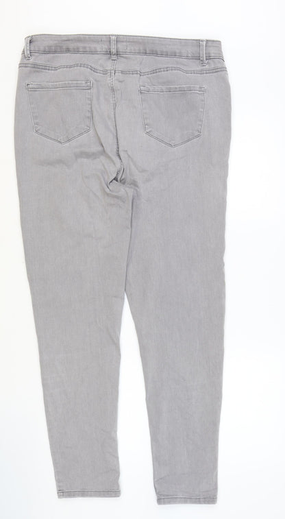 Alexa Womens Grey Cotton Skinny Jeans Size 36 in Regular Zip