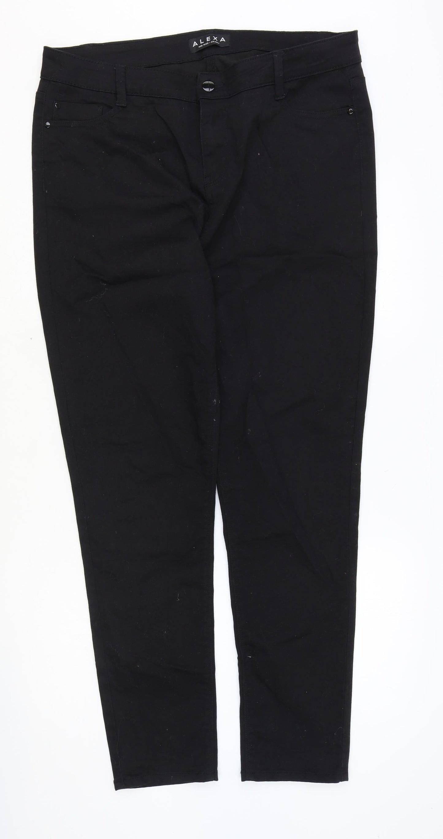 Alexa Womens Black Cotton Skinny Jeans Size 36 in Regular Zip