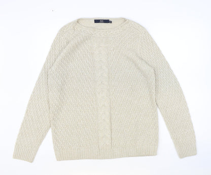 ISLE Womens Brown Round Neck Acrylic Pullover Jumper Size M