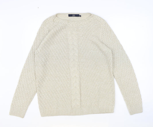 ISLE Womens Brown Round Neck Acrylic Pullover Jumper Size M