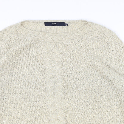 ISLE Womens Brown Round Neck Acrylic Pullover Jumper Size M