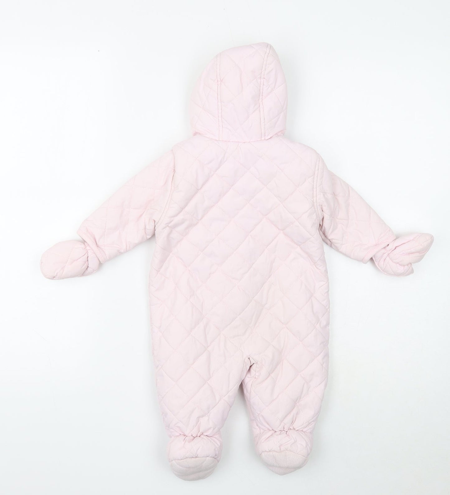 Mothercare Pink Quilted Snowsuit Size 3-6 Months Zip
