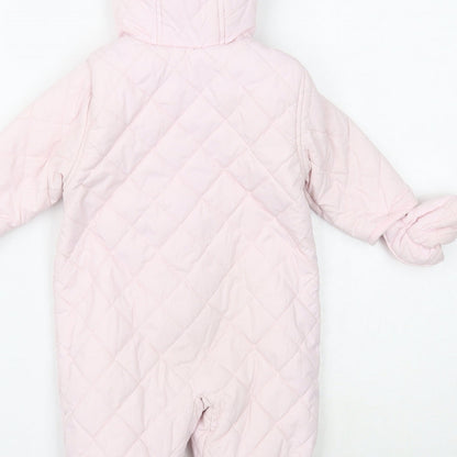 Mothercare Pink Quilted Snowsuit Size 3-6 Months Zip
