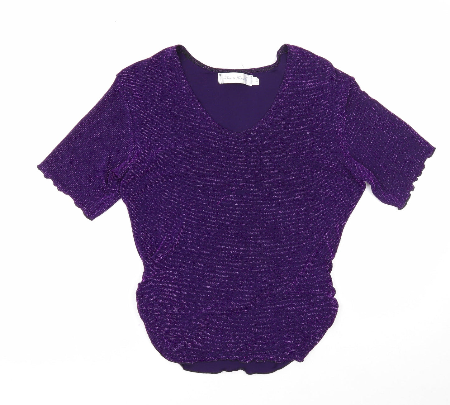 Womens UK Size 14 Pure & Natural Purple Basic T-Shirt
