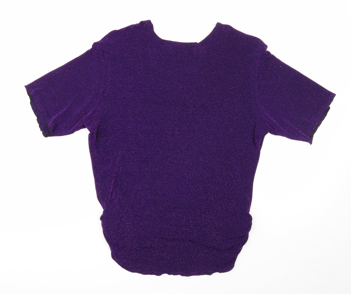 Womens UK Size 14 Pure & Natural Purple Basic T-Shirt