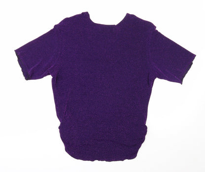 Womens UK Size 14 Pure & Natural Purple Basic T-Shirt