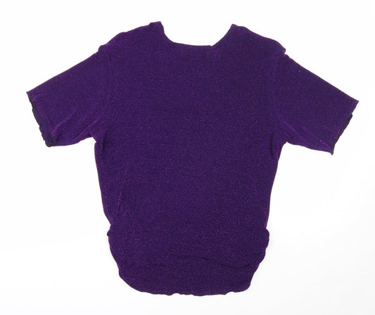 Womens UK Size 14 Pure & Natural Purple Basic T-Shirt