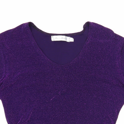 Womens UK Size 14 Pure & Natural Purple Basic T-Shirt