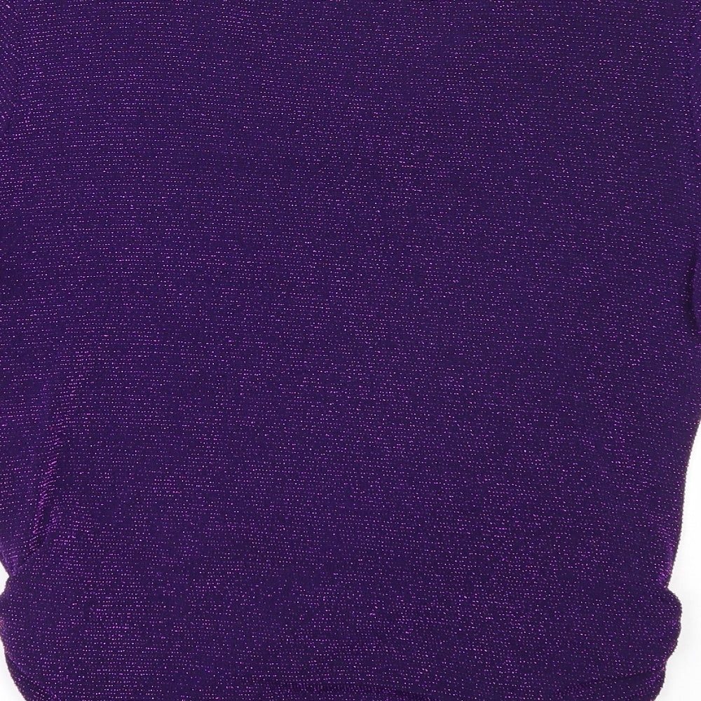 Womens UK Size 14 Pure & Natural Purple Basic T-Shirt