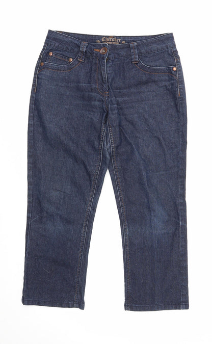 Cherokee Womens Blue Cotton Straight Jeans Size 8 Regular Zip