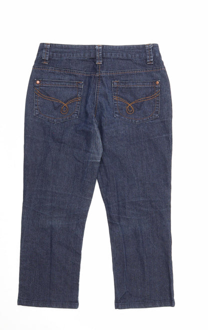 Cherokee Womens Blue Cotton Straight Jeans Size 8 Regular Zip